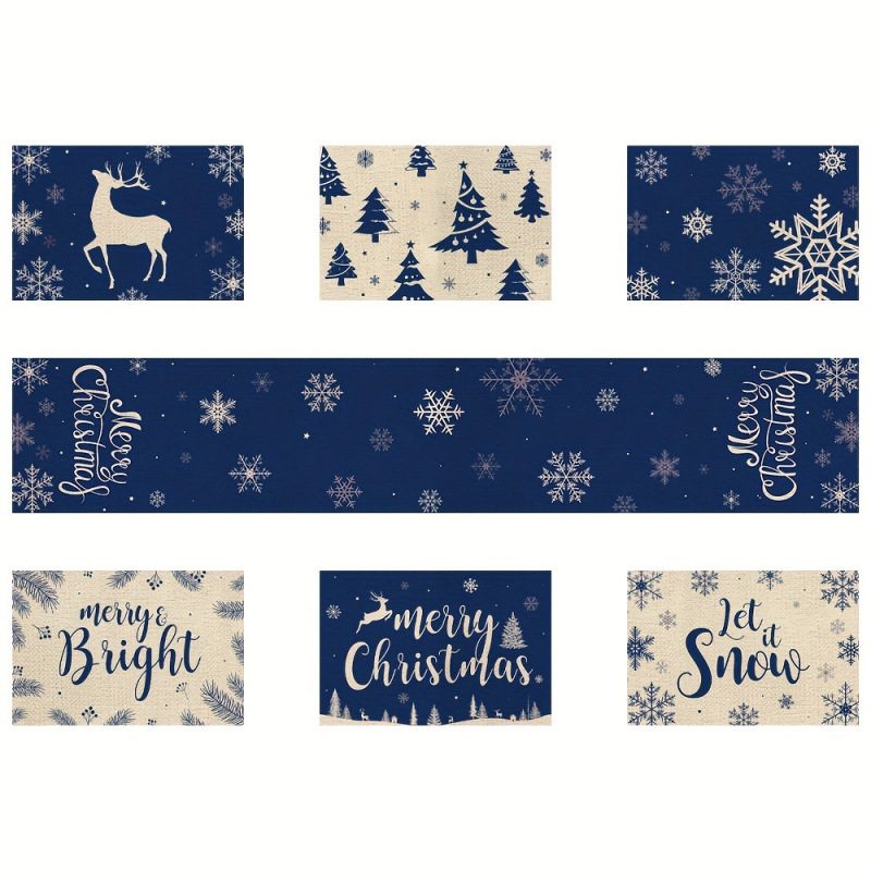 7-Piece Christmas Placemat and - Table Runner 评论和价格