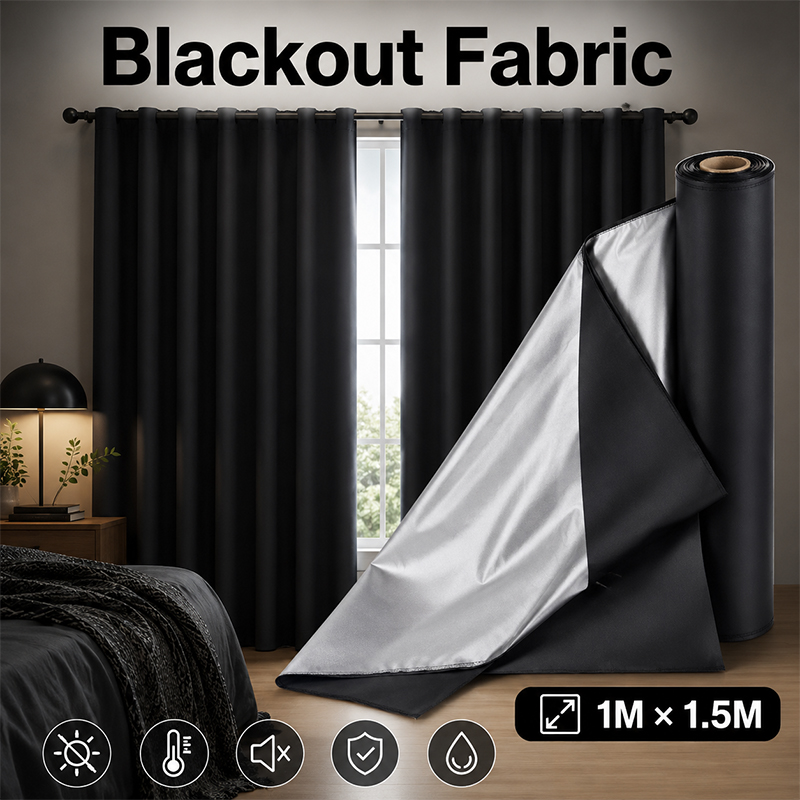 1m Black Silver Coated Blackou - Curtain Curtain 评论和价格
