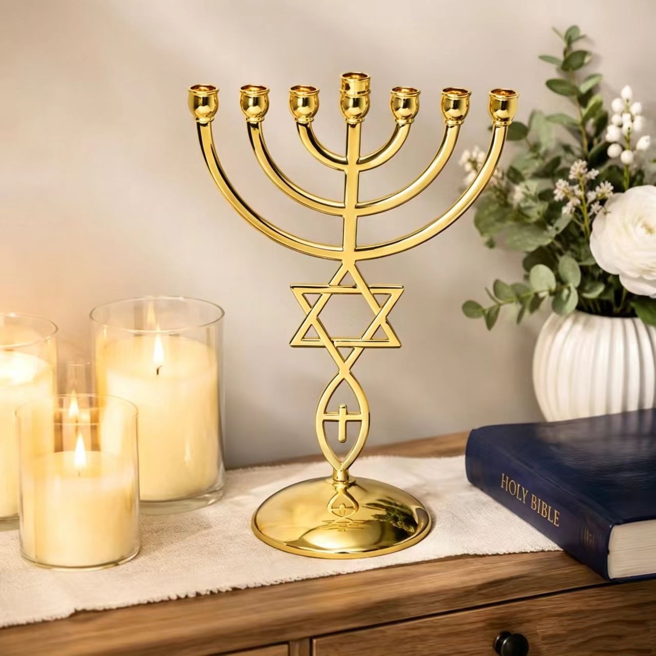 Hanukkah Seven-Headed Candle H - Candle Holder Decor 评论和价格