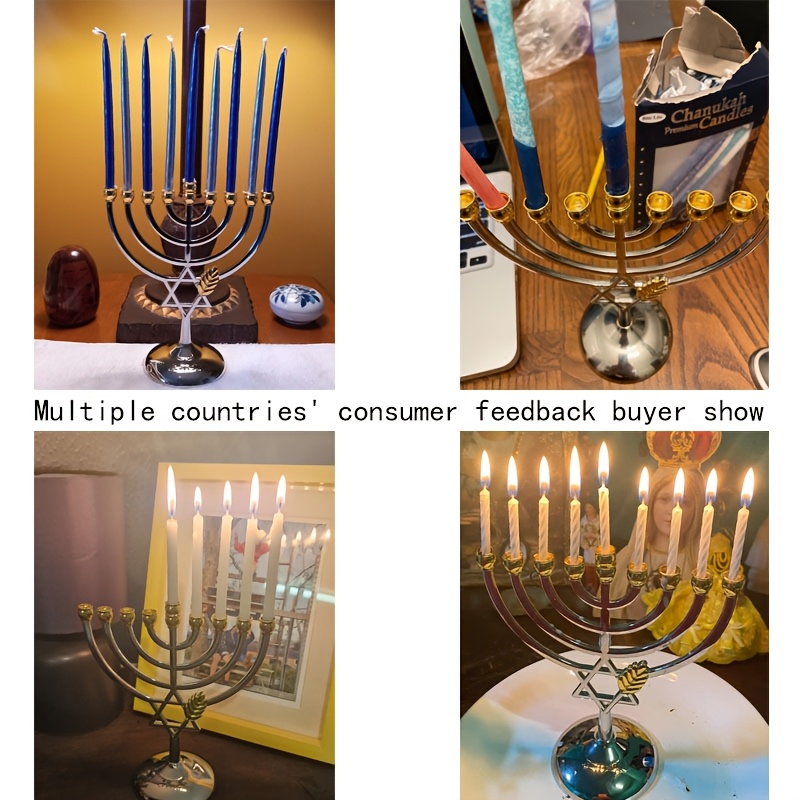 Hanukkah Menorah 9 Branch Cand - Candle Holder Decor 评论和价格