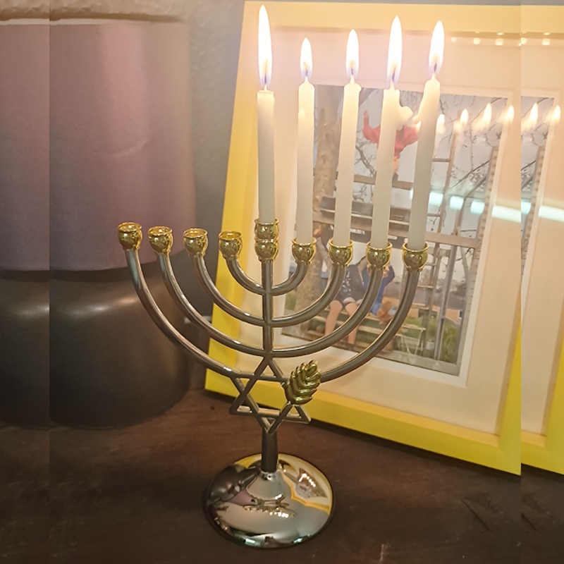 Hanukkah Menorah 9 Branch Cand - Candle Holder Decor 评论和价格