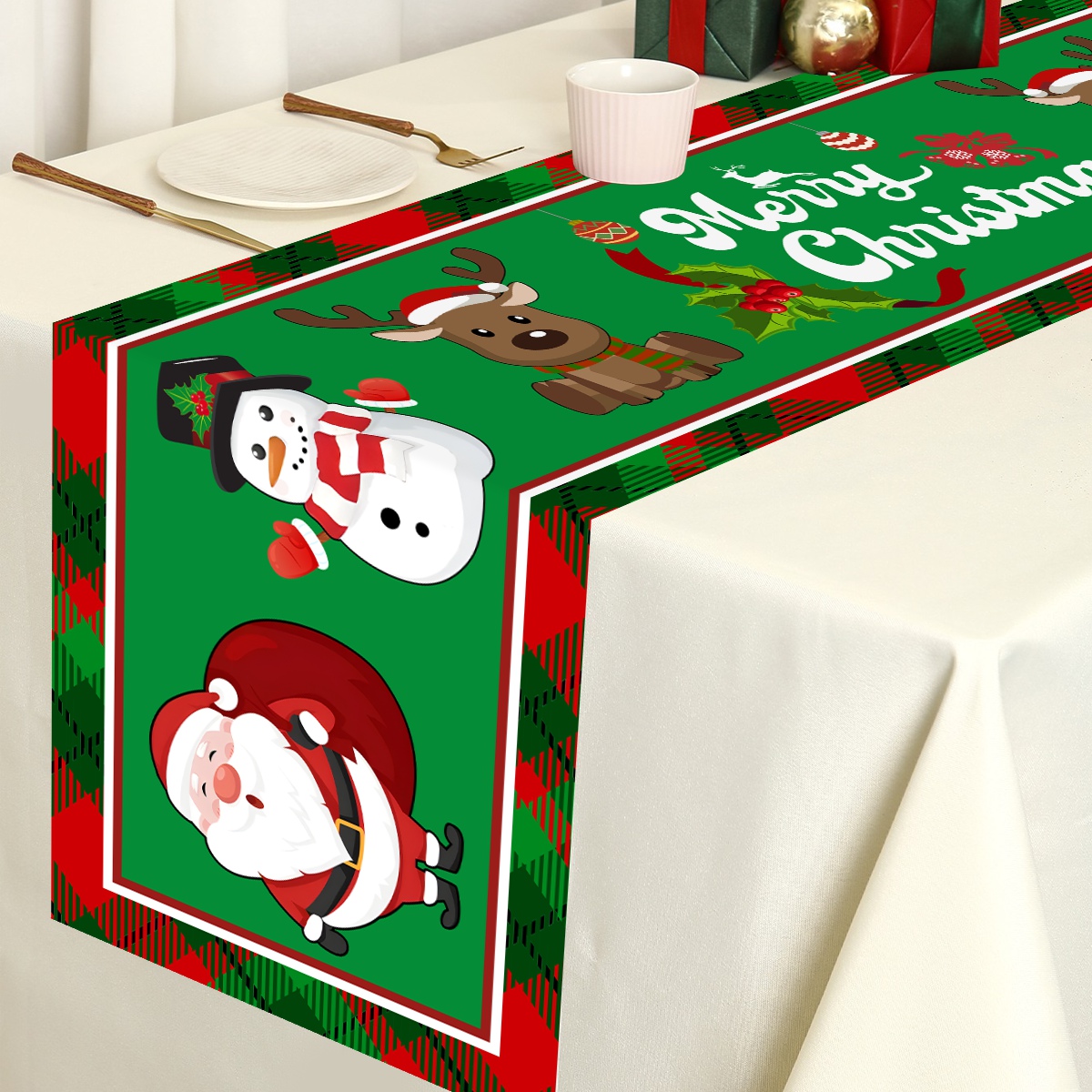 Christmas Santa Clause Polyest - Table Runner 评论和价格