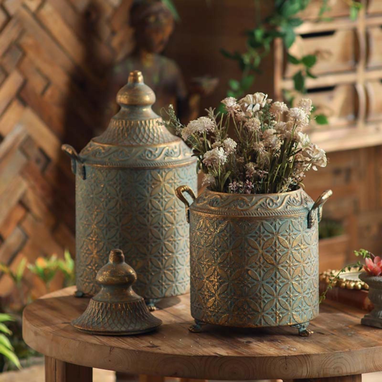 Patina Finished Metal Decorati - Vase Decor 评论和价格