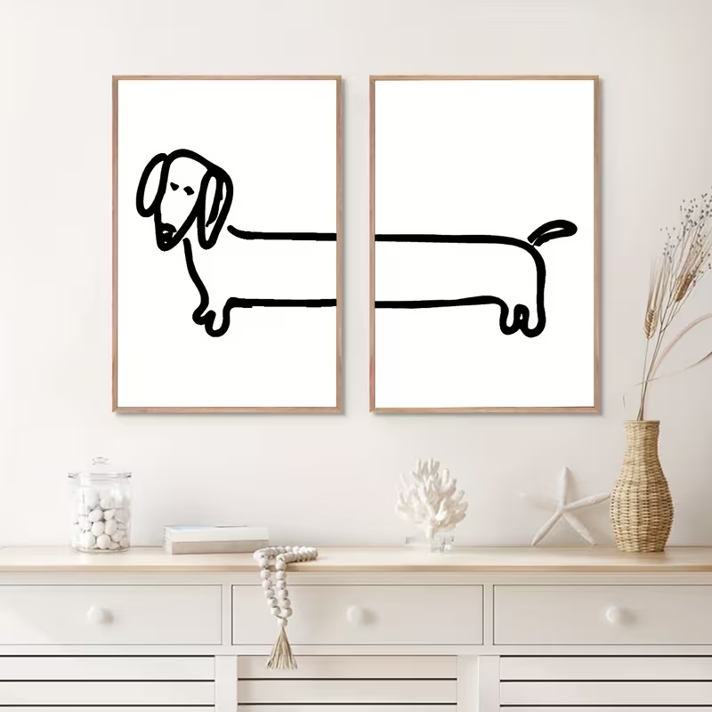 2PCS Modern Dachshund  Funny D - Interior Design Living Room 评论和价格