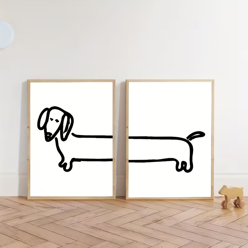 2PCS Modern Dachshund  Funny D - Interior Design Living Room 评论和价格