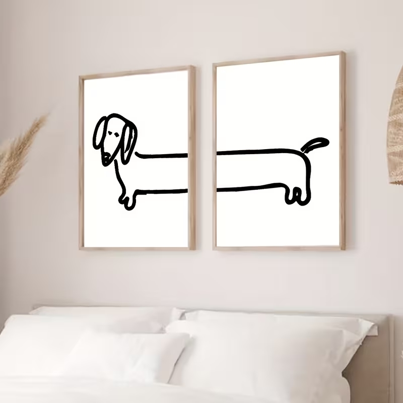2PCS Modern Dachshund  Funny D - Interior Design Living Room 评论和价格