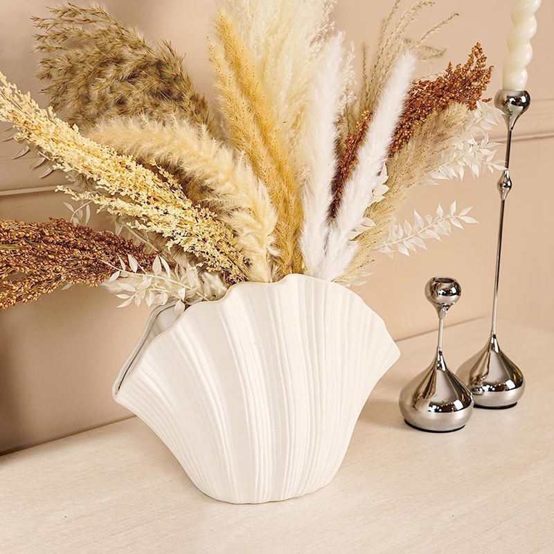 Nordic Style Shell Shaped Cera - Vase Decor 评论和价格