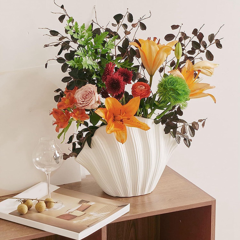 Nordic Style Shell Shaped Cera - Vase Decor 评论和价格