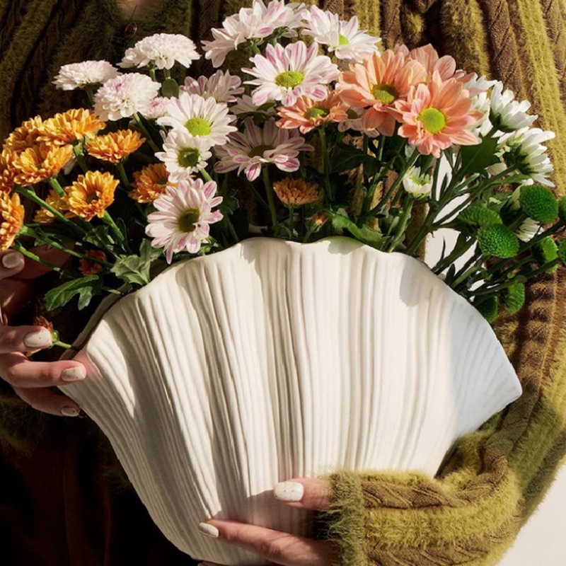 Nordic Style Shell Shaped Cera - Vase Decor 评论和价格
