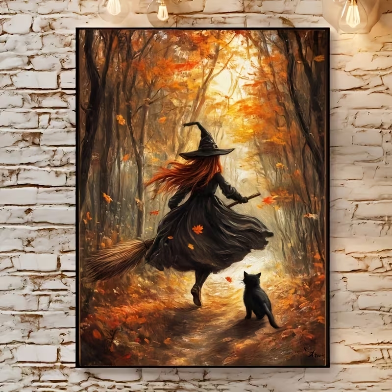 Retro Alloween Autumn Witch On - Interior Design Living Room 评论和价格