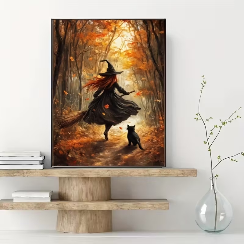 Retro Alloween Autumn Witch On - Interior Design Living Room 评论和价格