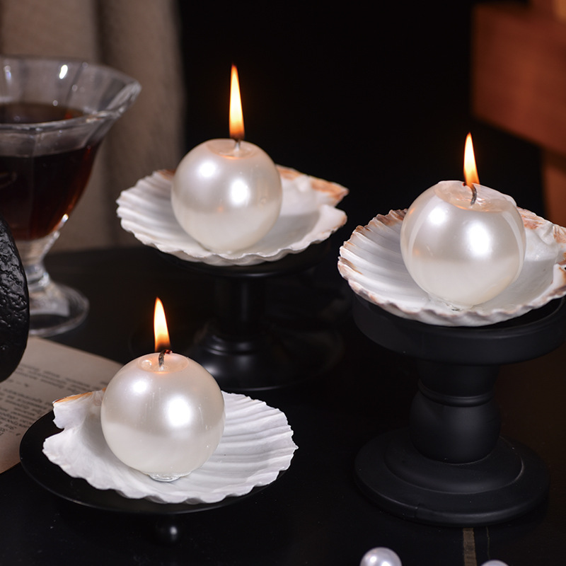 Elegant Pearl Ball Candles wit - Candle Holder Decor 评论和价格