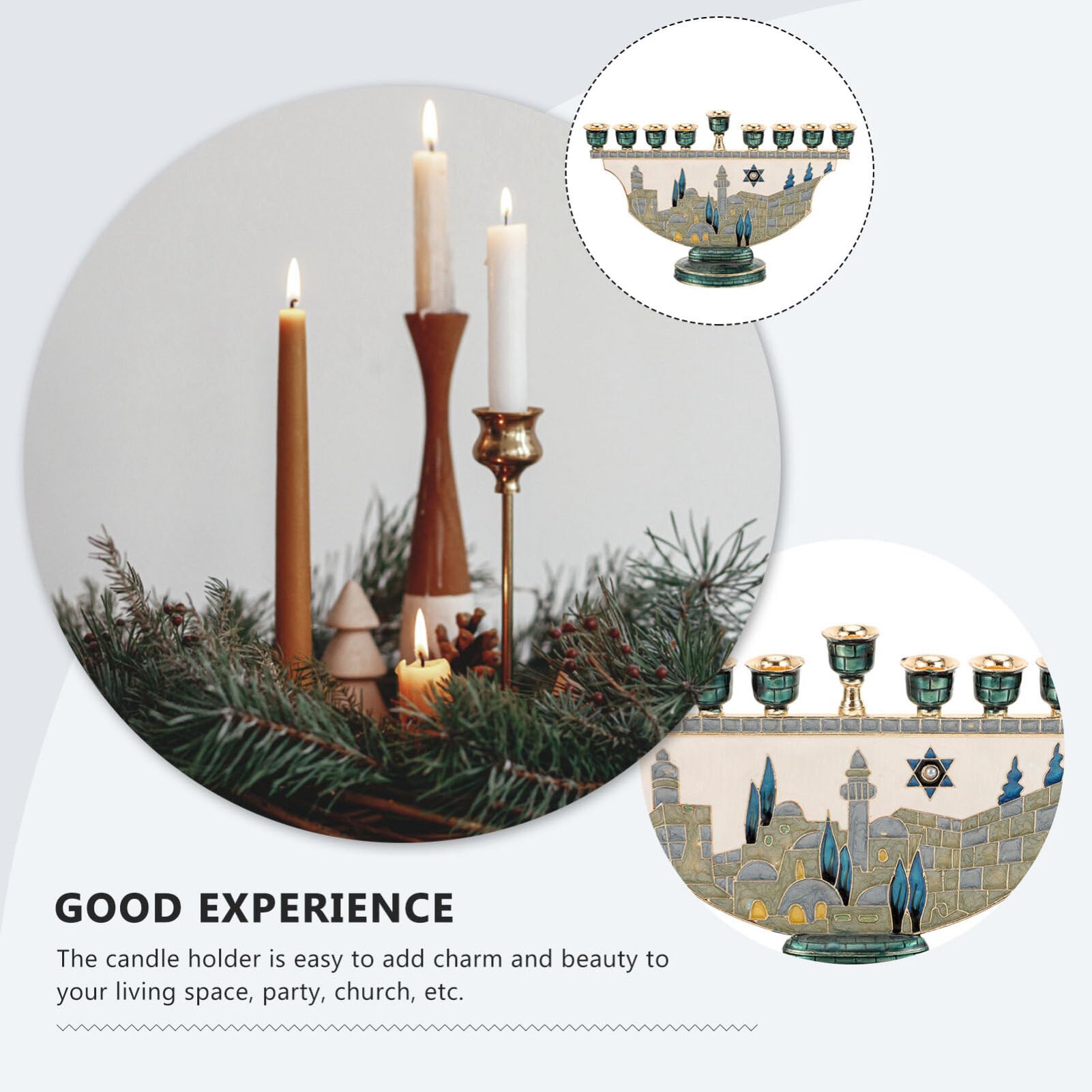 Jerusalem Menorah Hanukkah Can - Candle Holder Decor 评论和价格
