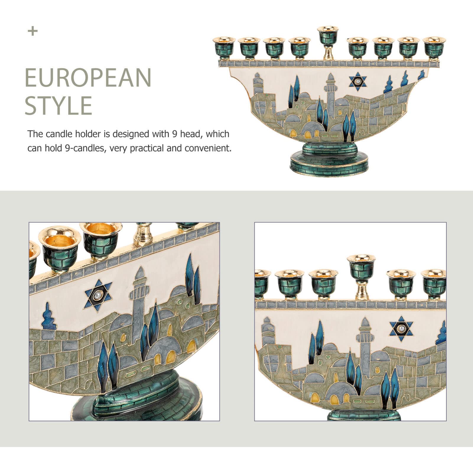 Jerusalem Menorah Hanukkah Can - Candle Holder Decor 评论和价格