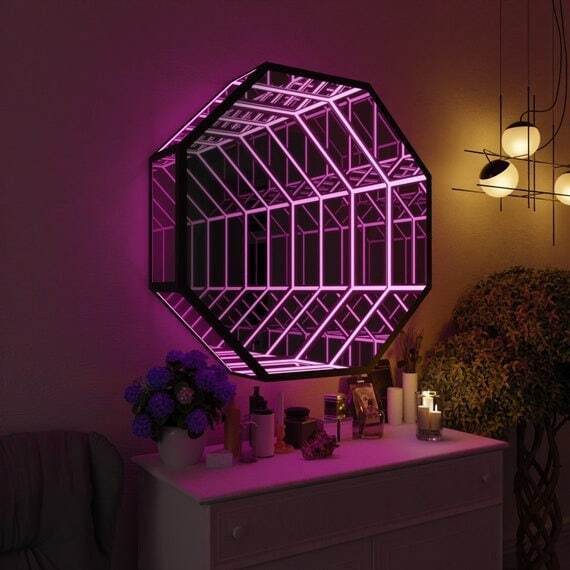 Octagon 3D Infinity Mirror Lig - Decorative Mirror 评论和价格